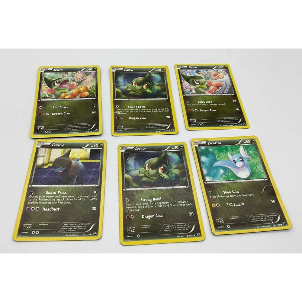 Pokemon TCG Card Lot Axew Deino Dratini Dragon Type 6 Card Bundle Mixed Sets